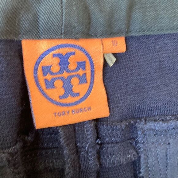 Tory Burch Beverly Pants Women's 10 Navy Blue Wool Blend Knit Classic Workwear - Picture 4 of 9